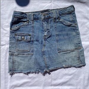 light wash vintage garage mini skirt